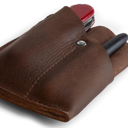 Hide & Drink, Front Pocket Wallet Handmade from Full Grain Leather - Multi-Tool Pouch, Card Holder, Money Organizer, Travel Accessories (Bourbon Brown) - Image 3