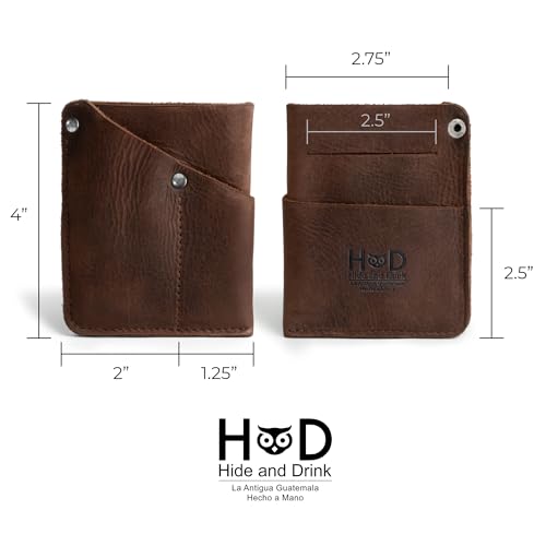 Hide & Drink, Front Pocket Wallet Handmade from Full Grain Leather - Multi-Tool Pouch, Card Holder, Money Organizer, Travel Accessories (Bourbon Brown) - Image 4