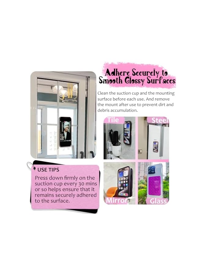 Green Tiger Silicone Suction Phone Case Mount, Silicon Adhesive Phone Accessory for Smartphones, Hands-Free Mirror Shower Phone Holder for Selfies, Tiktok Videos (Light Pink) - Image 4