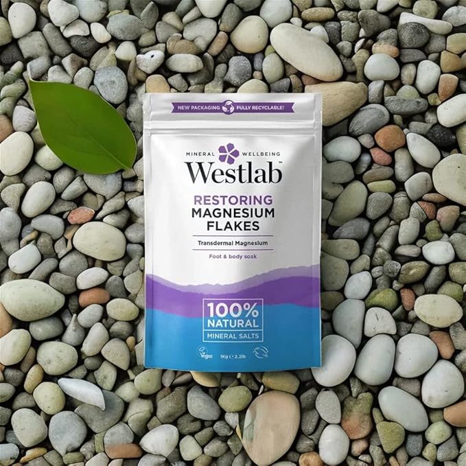 Westlab Restoring Magnesium Bath Flakes with 100 Natural Mineral Salts Helps CalmRelax Mind Body 1kg Pack of 2