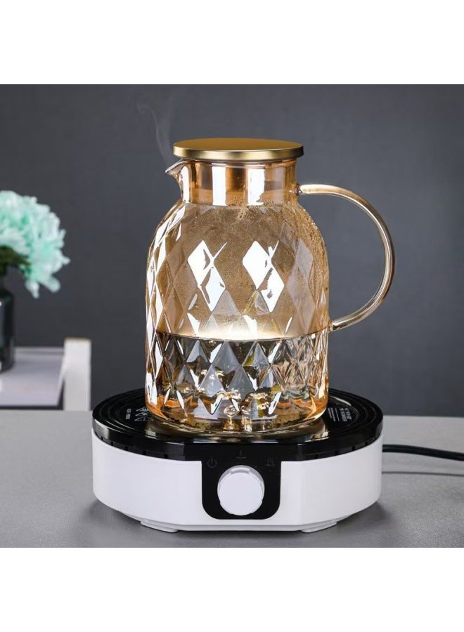 High Borosilicate Glass Cold Water Bottle Amber Cold Water Bottle Lanling Pot Household Large Capacity Teapot Wholesale-Capacity:1000ml Spout Pot With Top Beads