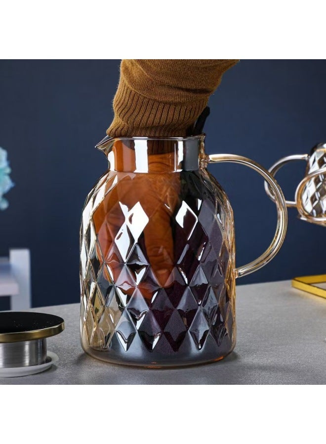 High Borosilicate Glass Cold Water Bottle Amber Cold Water Bottle Lanling Pot Household Large Capacity Teapot Wholesale-Capacity:1000ml Spout Pot With Top Beads