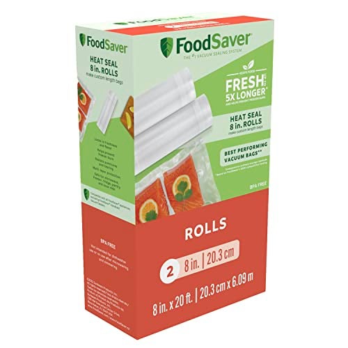 FoodSaver Vacuum Sealer Bags Rolls for Custom Fit Airtight Food Storage and Sous Vide 8 x 20 Pack of 2