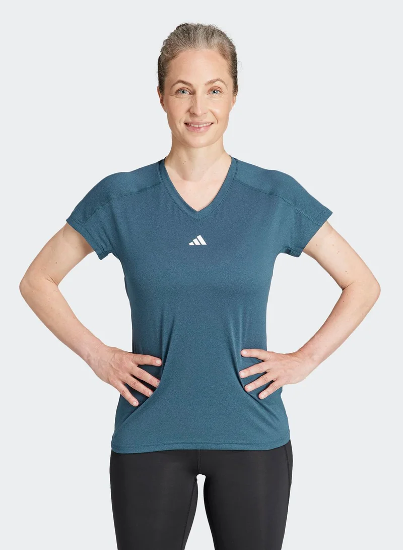 Adidas Aeroready Train Essentials Minimal Branding V-Neck T-Shirt
