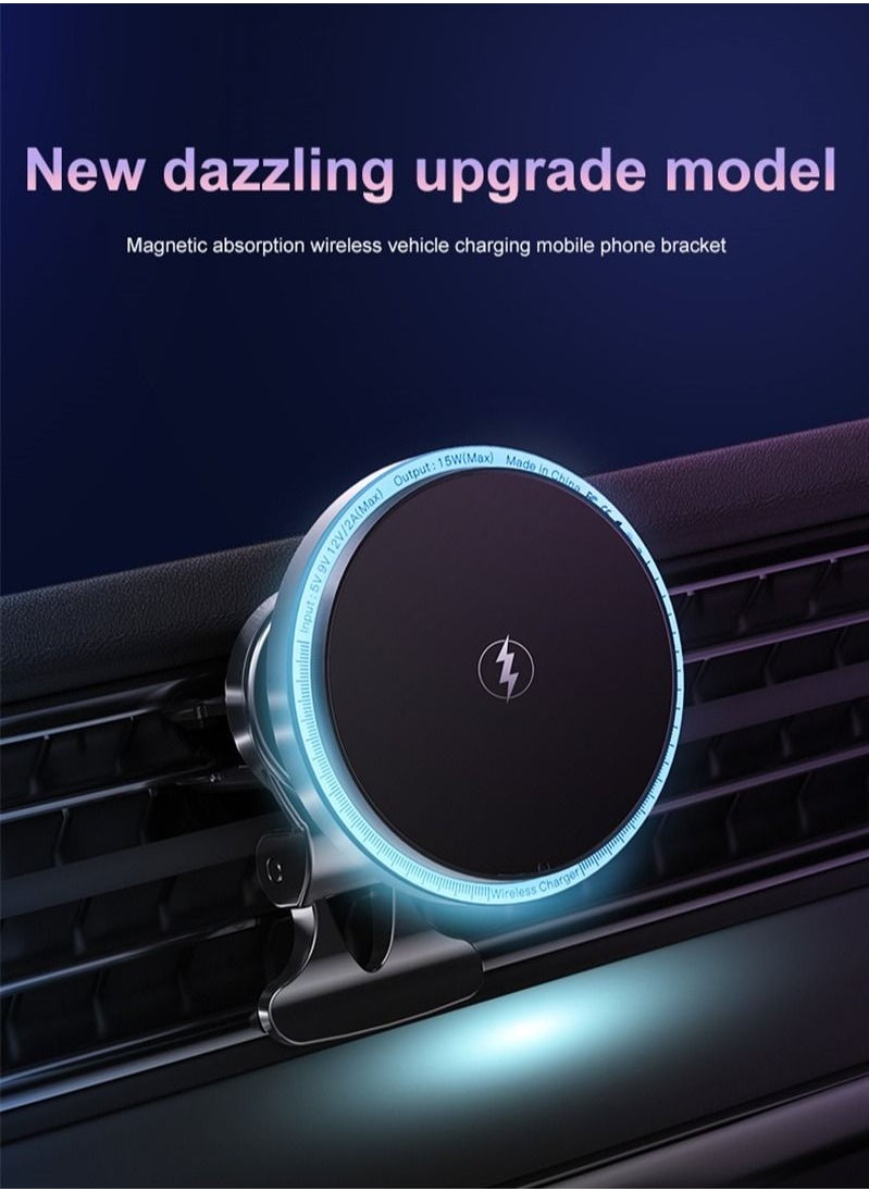 ARNO Magnetic car wireless fast charging mobile phone holder LED atmosphere Blue light  - Image 5