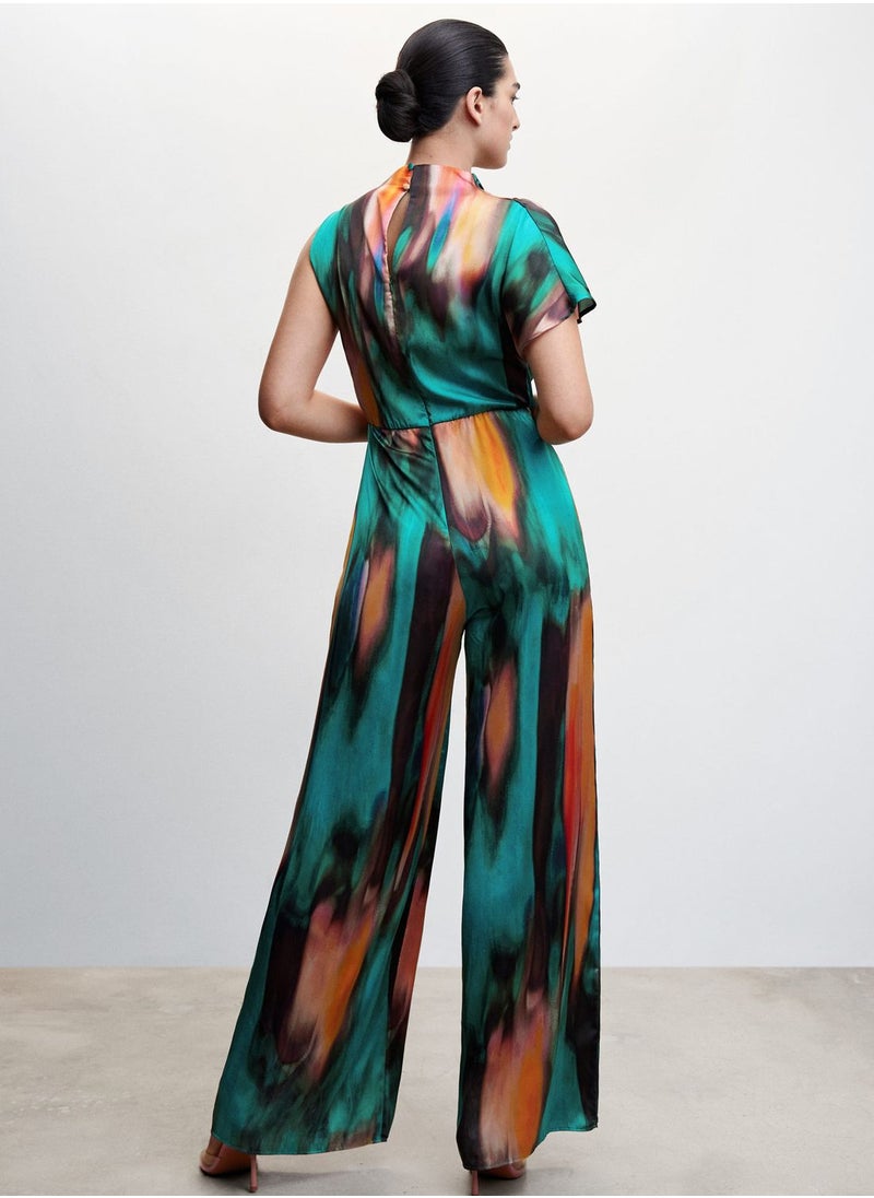 MANGO - Cowl Neck Printed Jumpsuit - Image 1
