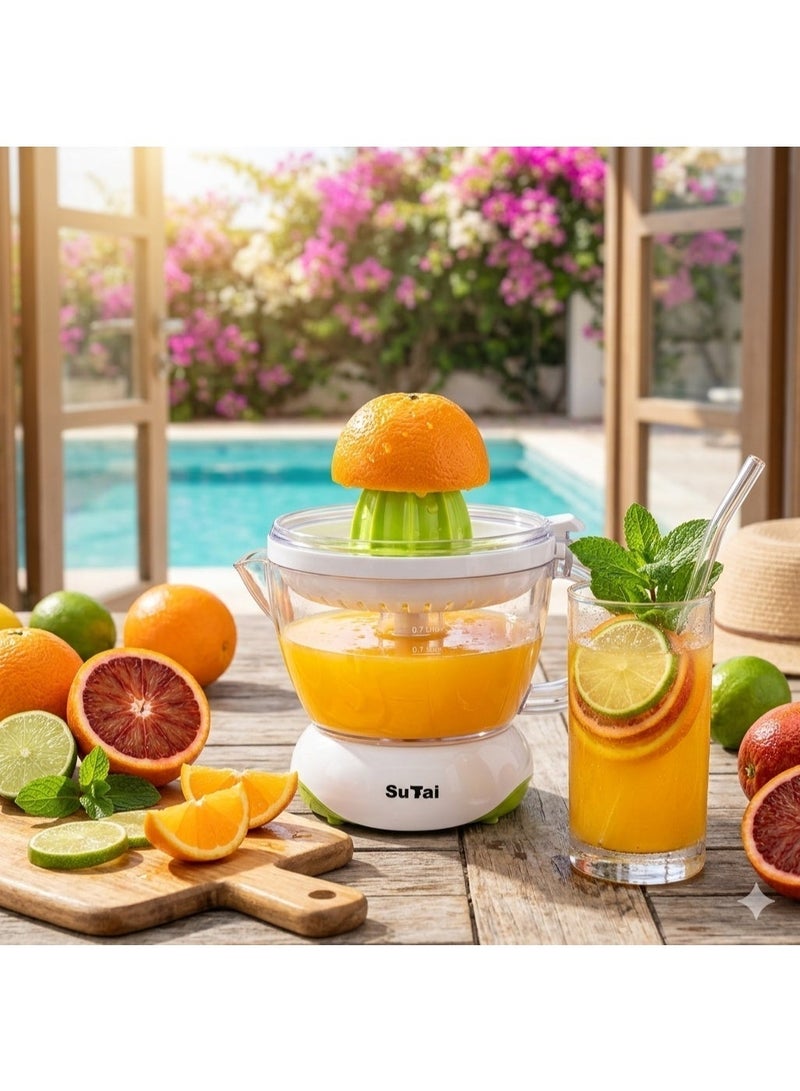 Su Tai SuTai 45W Electric Citrus Juicer with Dual Cones & Bi-Directional Twist (0.7L, White/Green) – Quick & Healthy Squeezer for Oranges, Lemons & Limes - Image 2