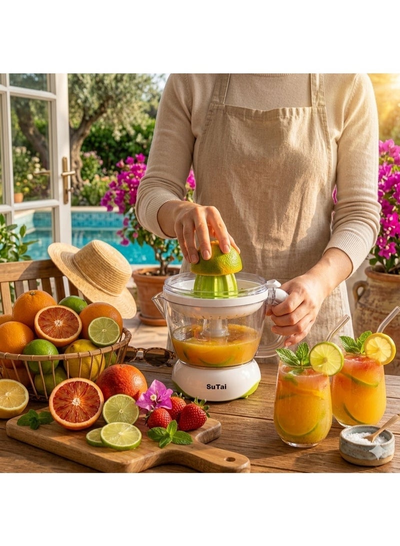 Su Tai SuTai 45W Electric Citrus Juicer with Dual Cones & Bi-Directional Twist (0.7L, White/Green) – Quick & Healthy Squeezer for Oranges, Lemons & Limes - Image 3