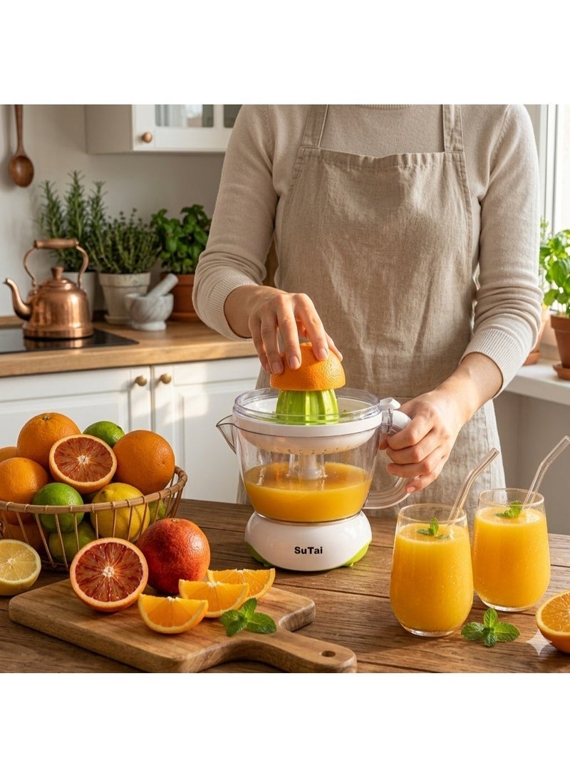 Su Tai SuTai 45W Electric Citrus Juicer with Dual Cones & Bi-Directional Twist (0.7L, White/Green) – Quick & Healthy Squeezer for Oranges, Lemons & Limes - Image 5