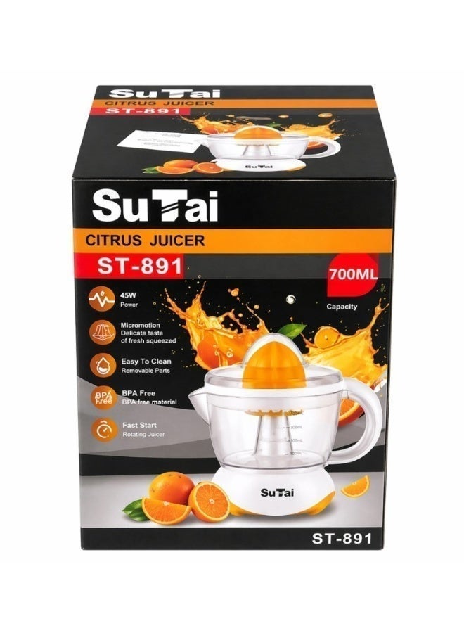 Su Tai SuTai 45W Electric Citrus Juicer with Dual Cones & Bi-Directional Twist (0.7L, White/Green) – Quick & Healthy Squeezer for Oranges, Lemons & Limes - Image 4