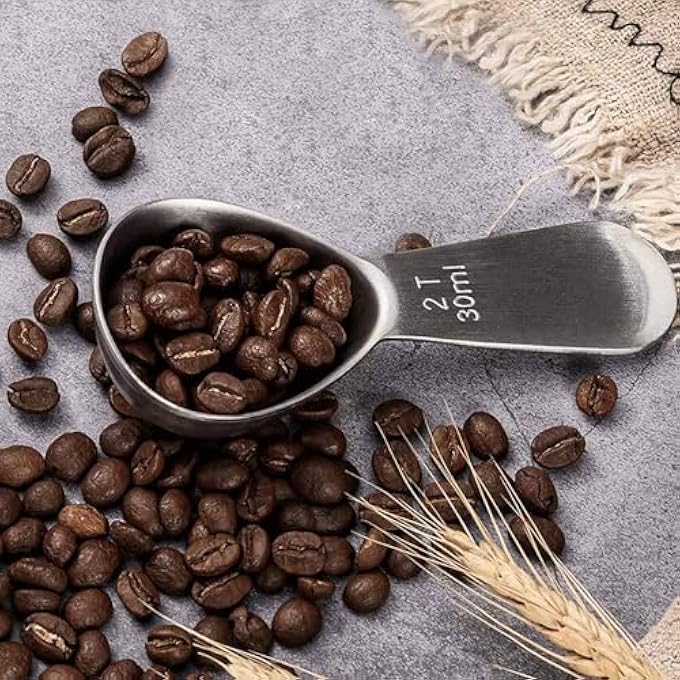 ريحني ملعقة قياس معدنية من الفولاذ المقاوم للصدأ بحجم 30 مل مع مقبض قصير لمسحوق حبوب القهوة المطحونة إسبريسو - Image 5
