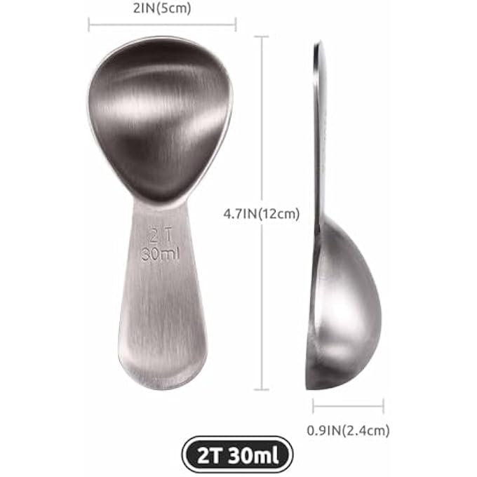 ريحني ملعقة قياس معدنية من الفولاذ المقاوم للصدأ بحجم 30 مل مع مقبض قصير لمسحوق حبوب القهوة المطحونة إسبريسو - Image 3