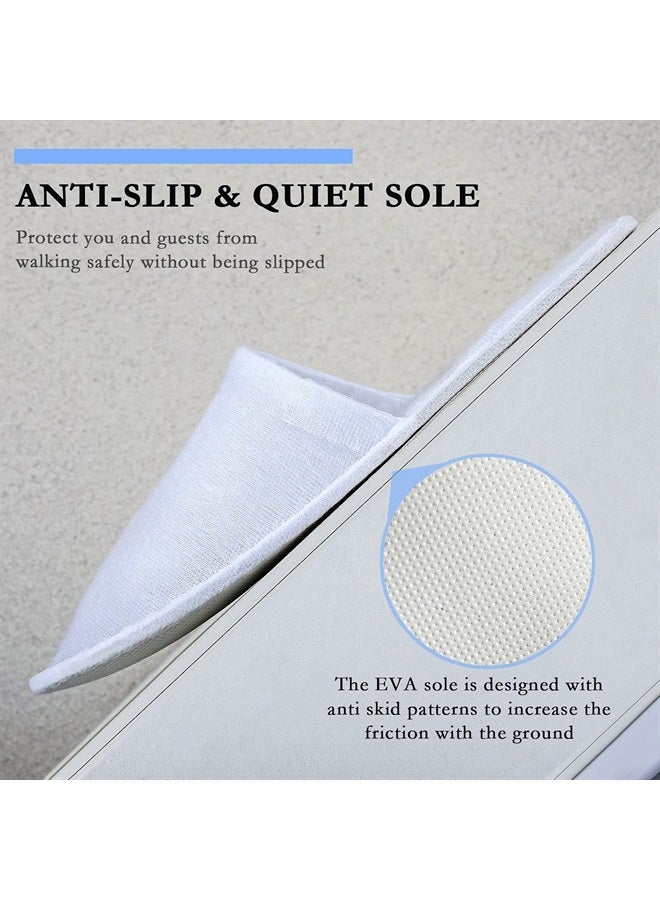Satinior 30 Pairs Disposable Slippers Closed Toe White Spa Slippers Closed Toe Hotel Slippers Disposable Slippers Non Slip Hotel Slippers Travel Slippers for Hotel Guests Women Men, Medium