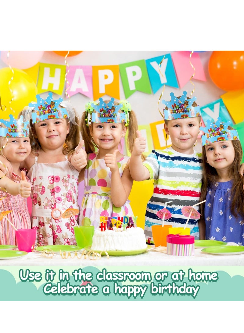 واي آند دي 50 Pcs Birthday Crowns for Kids, Paper Party Hats, Happy Boys Girls, Family Classroom School Decor Supplies - Image 5