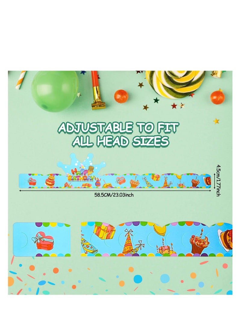 واي آند دي 50 Pcs Birthday Crowns for Kids, Paper Party Hats, Happy Boys Girls, Family Classroom School Decor Supplies - Image 3