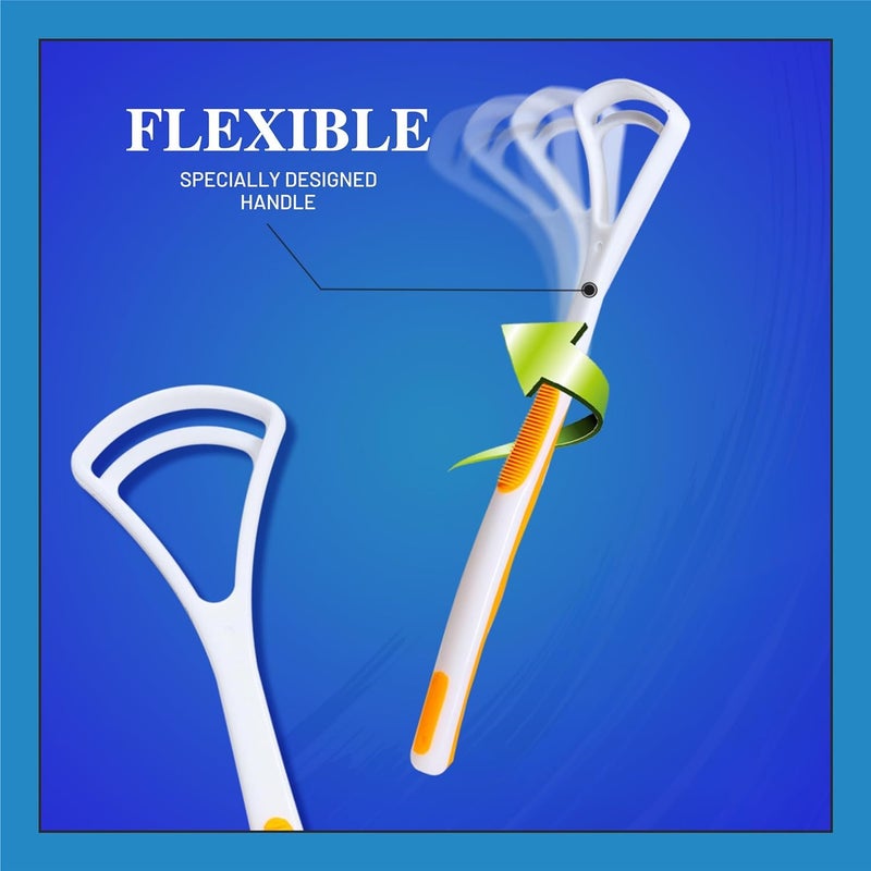 FLASHFOX plastic tongue cleaner Fights Bad Breath & Oral Health Care Improved Taste Sense for fresh people of india for adult & children Flexible Handle Easy to Use pack of 4 tongue cleaner plastic. - Image 3