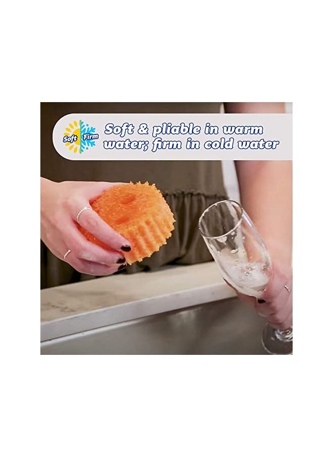 Scrub Daddy مجموعة إسفنجات دادي - ألوان - إسفنجات خالية من الخدوش للأطباق والمنزل، مقاومة للرائحة، ناعمة في الماء الدافئ، ثابتة في الماء البارد، تنظيف عميق، آمنة للغسل في غسالة الأطباق، متعددة الاستخدامات، عملية، مريحة، 3 قطع  - Image 3