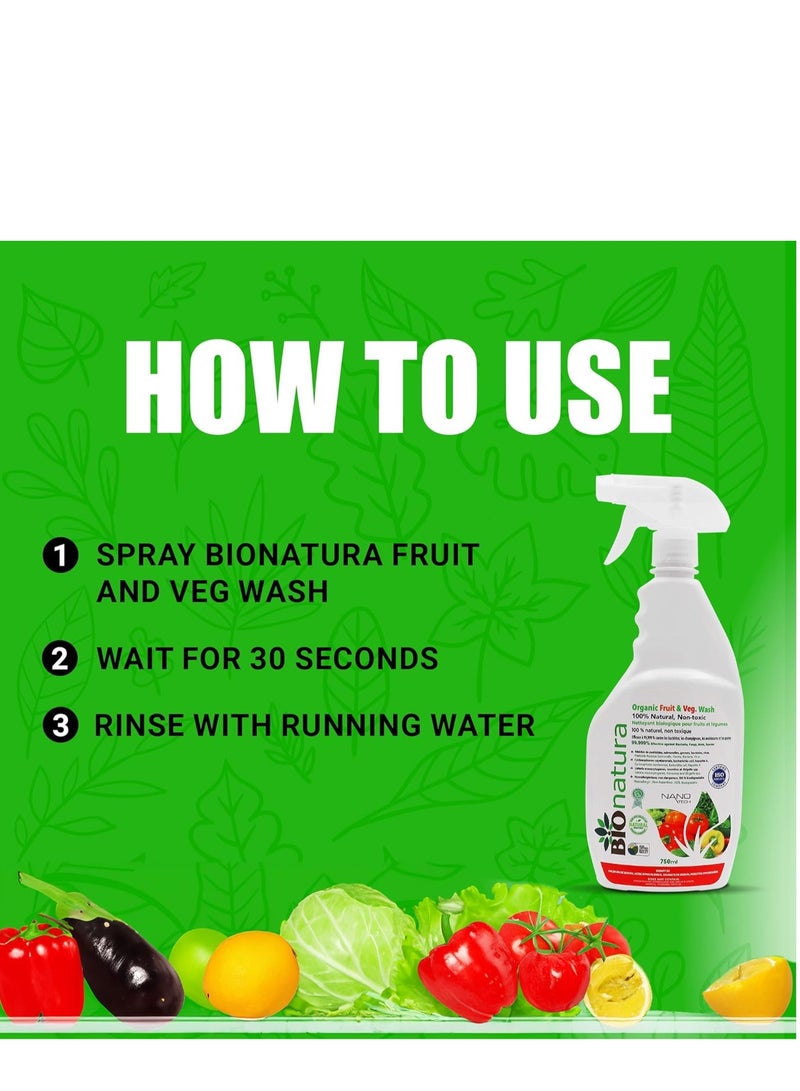 بيوناتورا غسول الفواكه والخضروات - بيوناتورا - طبيعي 100% وعضوي وغير سام - 750 مل - Image 3