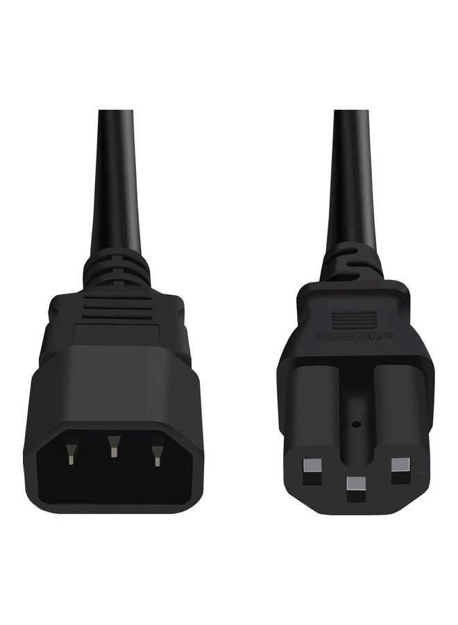 Heavy Duty Computer Power Extension C14 Male to C15 Female Power Cable 1.8 Mtr Black - Image 2