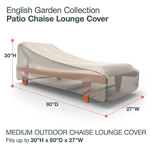 Budge P2A02PM1 English Garden Patio Chaise Lounge Chair Cover Heavy Duty and Waterproof, Medium, Tan Tweed - Image 2