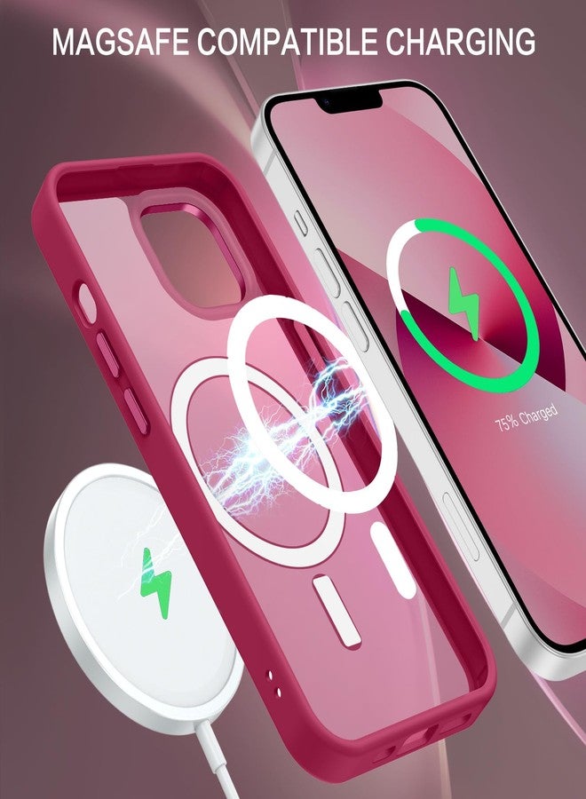 BENTOBEN Magnetic for iPhone 13 Case & iPhone 14 Case [Compatible with Magsafe] Translucent Matte Phone Case iPhone 13/14 6.1 inch Slim Thin Shockproof Women Men Protective Cover, Plum Red - Image 4