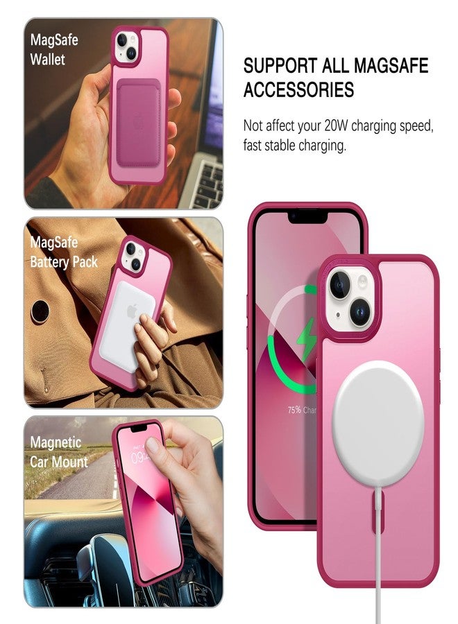 BENTOBEN Magnetic for iPhone 13 Case & iPhone 14 Case [Compatible with Magsafe] Translucent Matte Phone Case iPhone 13/14 6.1 inch Slim Thin Shockproof Women Men Protective Cover, Plum Red - Image 2