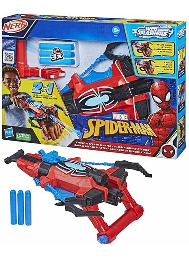 SPIDERMAN Marvel Nerf Strike And Splash Blaster Blast Darts Or Water Super Hero Toys Marvel Toys For Kids Ages 5 And Up - Image 1