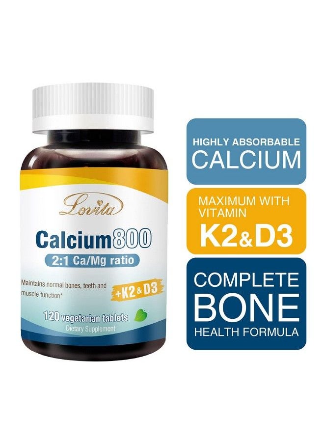 Lovita - Calcium 800 Mg Highly Absorbable Calcium Citrate With Vitamin D3 & Vitamin K2 Calcium Magnesium With Zinc Copper Manganese Vegan Calcium Supplement For Bone Health 120 Tablets - Image 1