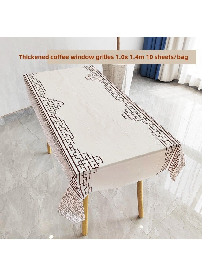# Hotel Disposable Tablecloth Size 3 M To 1 M Thickened Waterproof Porcelain White Tablecloth Round-Color:Thickened 1x 1.4m Brown Window Grilles 10 Sheets/bag (single Stack)✓✓ - Image 1