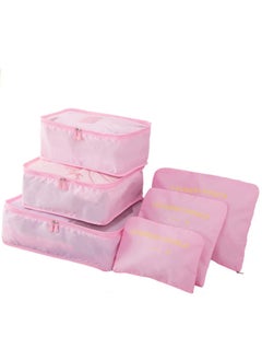 Arabest 6PCS Set Travel Luggage Organizer Packing Cubes Set Storage Bag Waterproof Laundry Bag Traveling Accessories - Pink  - Image 1