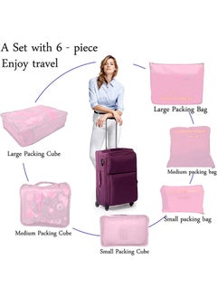 Arabest 6PCS Set Travel Luggage Organizer Packing Cubes Set Storage Bag Waterproof Laundry Bag Traveling Accessories - Pink  - Image 3