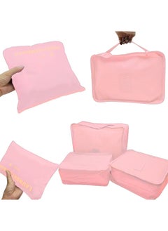 Arabest 6PCS Set Travel Luggage Organizer Packing Cubes Set Storage Bag Waterproof Laundry Bag Traveling Accessories - Pink  - Image 5