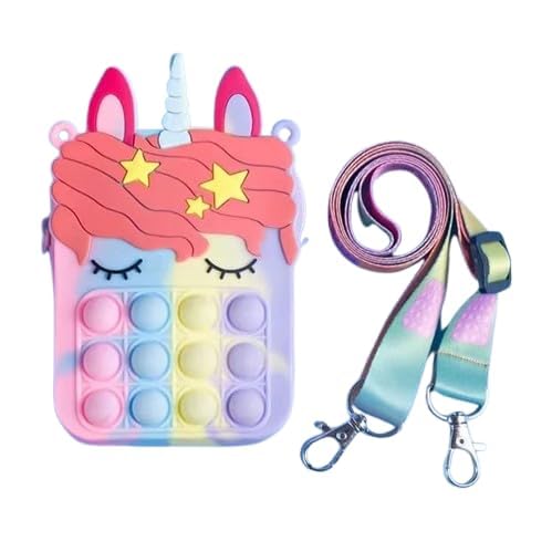 Unicorn Pop Shoulder Bag FidgetToys Pop It Purse Push Bubble Fidget Sensory Stress Release Toys for Kids Purse for Girls Unicorn Pouch Pack of 1 - Image 1