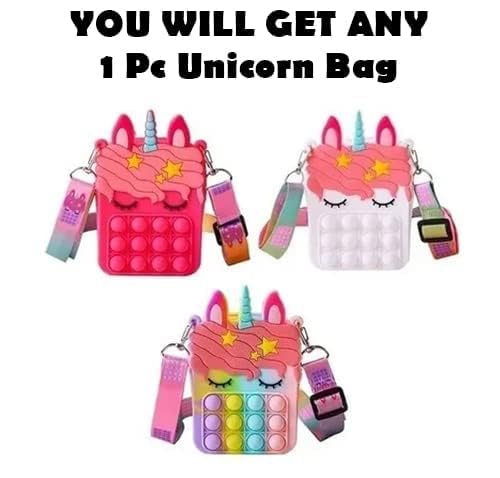 Unicorn Pop Shoulder Bag FidgetToys Pop It Purse Push Bubble Fidget Sensory Stress Release Toys for Kids Purse for Girls Unicorn Pouch Pack of 1 - Image 3