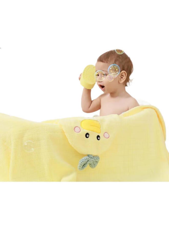 Bao Shi Baoshi Hooded Bath Towel For Infants And Toddlers, Quick-Drying, Soft, Absorbent, Thickened, Cartoon-Style Bathrobe For Babies - Yellow Duck - Image 3