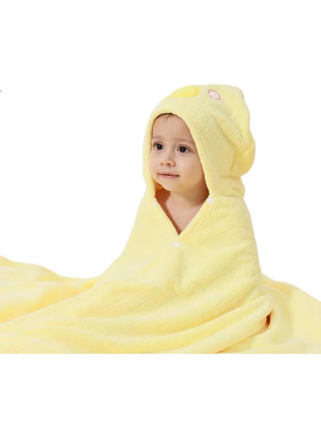 Bao Shi Baoshi Hooded Bath Towel For Infants And Toddlers, Quick-Drying, Soft, Absorbent, Thickened, Cartoon-Style Bathrobe For Babies - Yellow Duck - Image 1