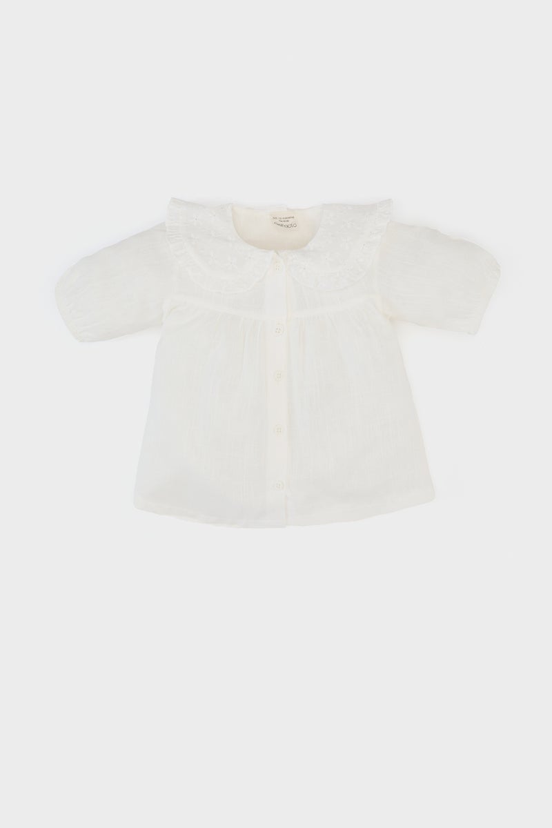 ديفاكتو قميص نص كم بناتي قصة عادية بياقة بالدانتيل - Image 1