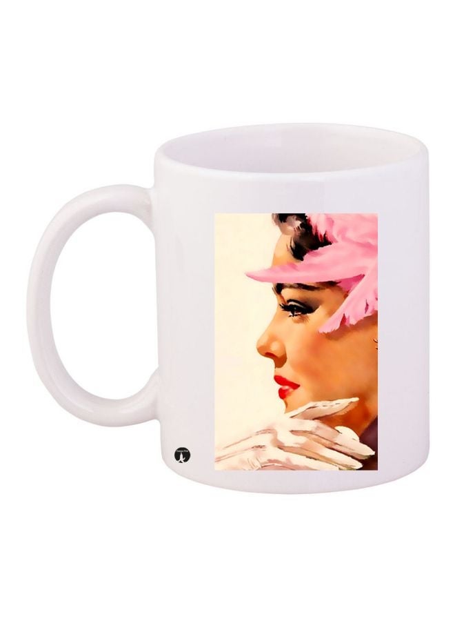 RYN Girl Printed Coffee Mug White/Beige/Black 11ounce