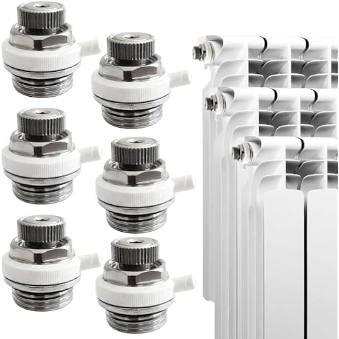 PACK OF 6 AUTOMATIC BLEEDING VALVES, 1/2 INCH, RADIATOR BLEED VALVE, AUTOMATIC RADIATOR BLEEDER WITH CHECK VALVE, AUTOMATIC RADIATOR BLEEDER FOR HEATING SYSTEMS - Image 2