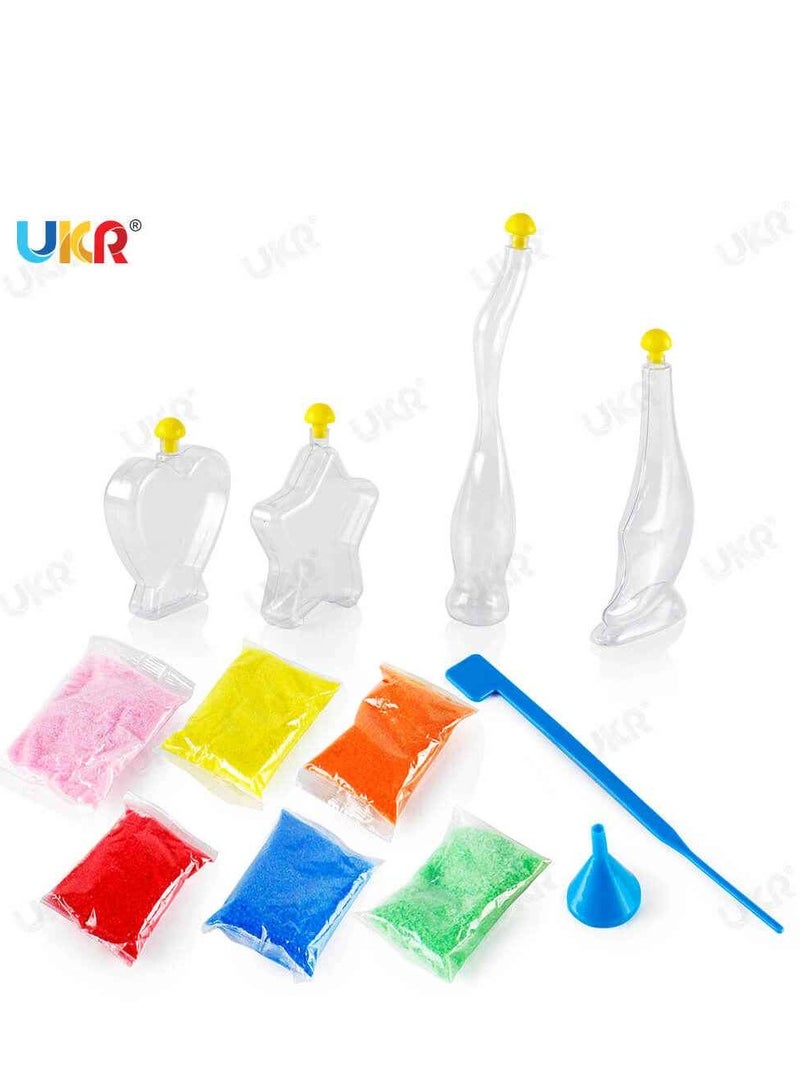 UKR Sand Art Kit – DIY Craft Supplies with 4 Bottles & 6 Colorful Sands for Kids' Sand Art Projects | Creative Arts & Crafts Kit for Children | Fun DIY Craft Activity for Kids - Image 2