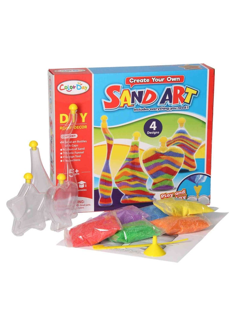 UKR Sand Art Kit – DIY Craft Supplies with 4 Bottles & 6 Colorful Sands for Kids' Sand Art Projects | Creative Arts & Crafts Kit for Children | Fun DIY Craft Activity for Kids - Image 1