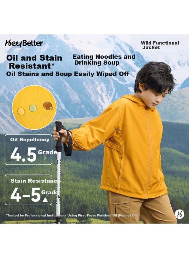 Heybetter Kids Outdoor Functional Hooded Jacket 1 Piece 6-in-1 Spring Summer Cooling Breathable Dusty Green 120 - Image 3