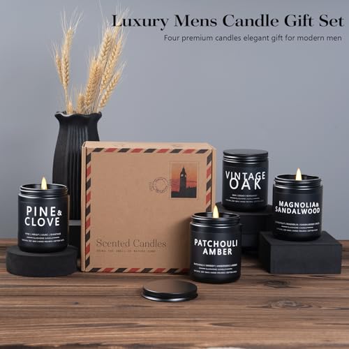 slashome Candles for Men, 4 Pack Scented Candles, Gifts for Father Dad Day, 50 Hours Long Burning Soy Candles for Home Scented (Pine/Sandalwood/Patchouli/Oak) - Image 4