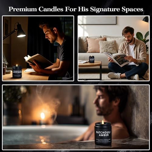 slashome Candles for Men, 4 Pack Scented Candles, Gifts for Father Dad Day, 50 Hours Long Burning Soy Candles for Home Scented (Pine/Sandalwood/Patchouli/Oak) - Image 3