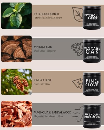 slashome Candles for Men, 4 Pack Scented Candles, Gifts for Father Dad Day, 50 Hours Long Burning Soy Candles for Home Scented (Pine/Sandalwood/Patchouli/Oak) - Image 2