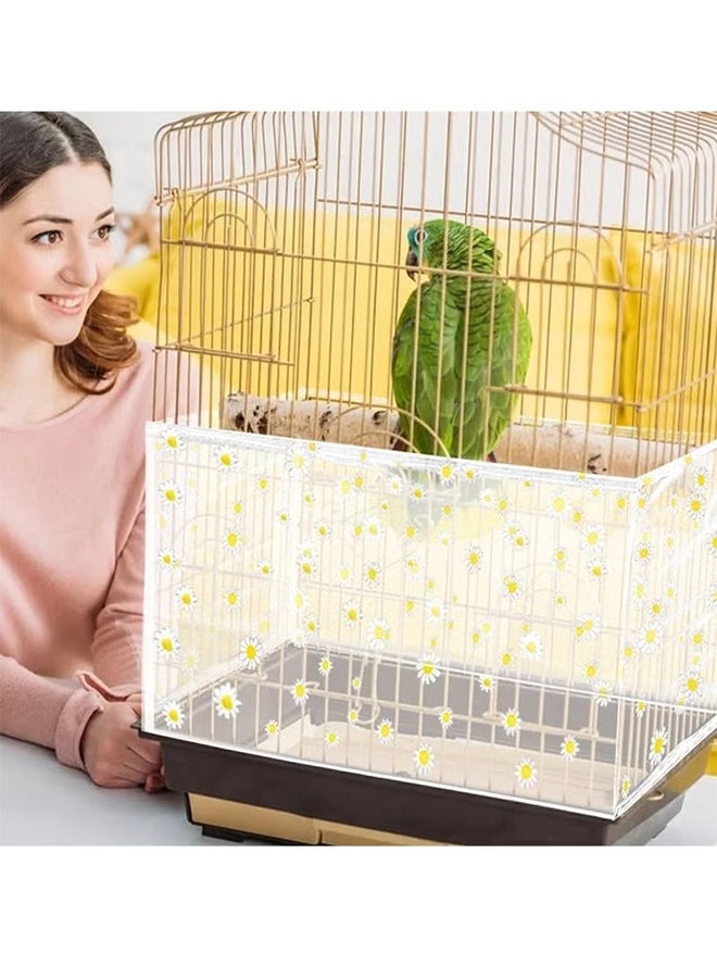 Bird Cage Seed Catcher, Large Bird Cage Cover, Universal Adjustable Soft Bird Cage Cover with Daisy Pattern, Birdcage Cover for Parrot Parakeet Macaw Round Square Cages, Prevent Scatter and Mess - Image 2