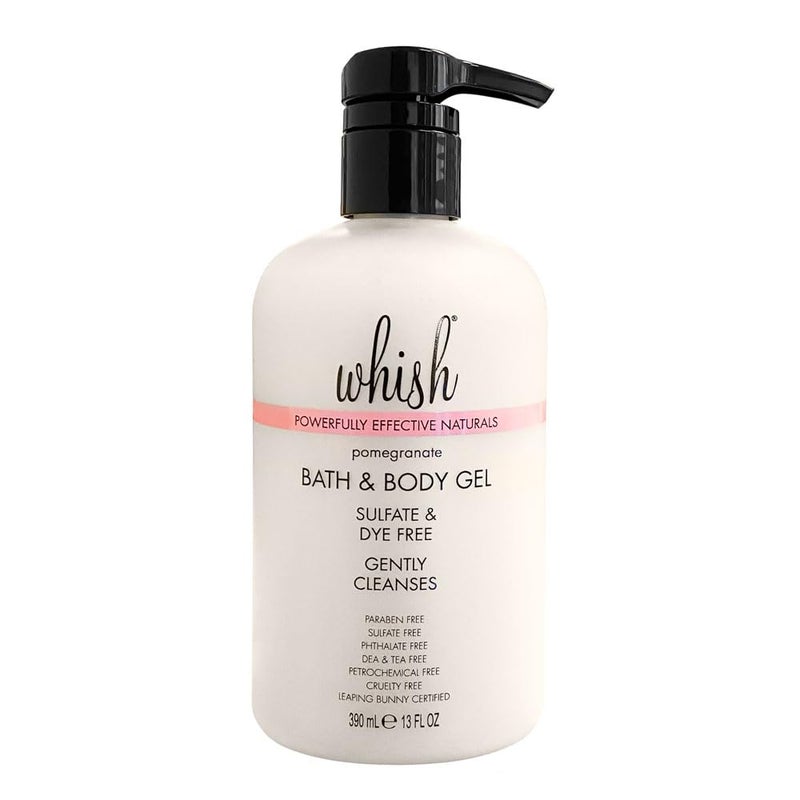 Whish Beauty Bath  Body Gel  Moisturizing Body Wash for Women  Gentle On Sensitive Skin  Shower Gel infused with Shea Butter  Aloe  Sulfate  Paraben Free  Pomegranate  13 fl oz