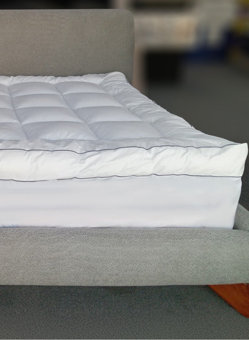 COMFORT EXPERTS Cozy Comfort Hotel Bed Mattress Topper 14CM Height : Elevate Your Sleep with 100% Cotton Luxury - Plush Microfiber Filling, Pull on Style Closure, Bed Mattress Topper, Proudly Crafted in Saudi Arabia - Image 2