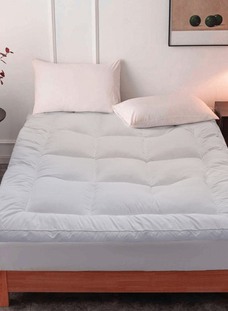 COMFORT EXPERTS Cozy Comfort Hotel Bed Mattress Topper 14CM Height : Elevate Your Sleep with 100% Cotton Luxury - Plush Microfiber Filling, Pull on Style Closure, Bed Mattress Topper, Proudly Crafted in Saudi Arabia - Image 3