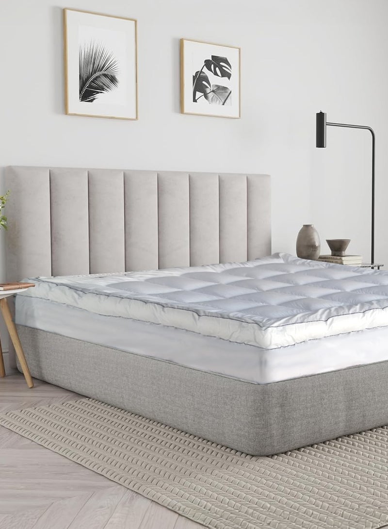 COMFORT EXPERTS Cozy Comfort Hotel Bed Mattress Topper 14CM Height : Elevate Your Sleep with 100% Cotton Luxury - Plush Microfiber Filling, Pull on Style Closure, Bed Mattress Topper, Proudly Crafted in Saudi Arabia - Image 4